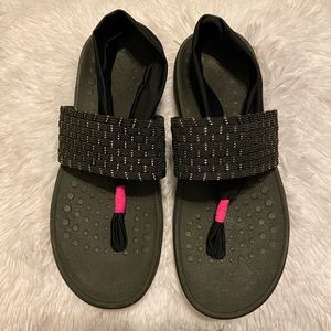 Vionic Serene Tia Women’s Black/Pink Active Sling Orthotic Flip Flop Sandal Sz 8